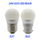 Boat Led Bulb, 3.5 watts - Globe Candle Led - 24 volts - B22 - White - D35*60mm - G35-6L-B22-24V-W - AZLED